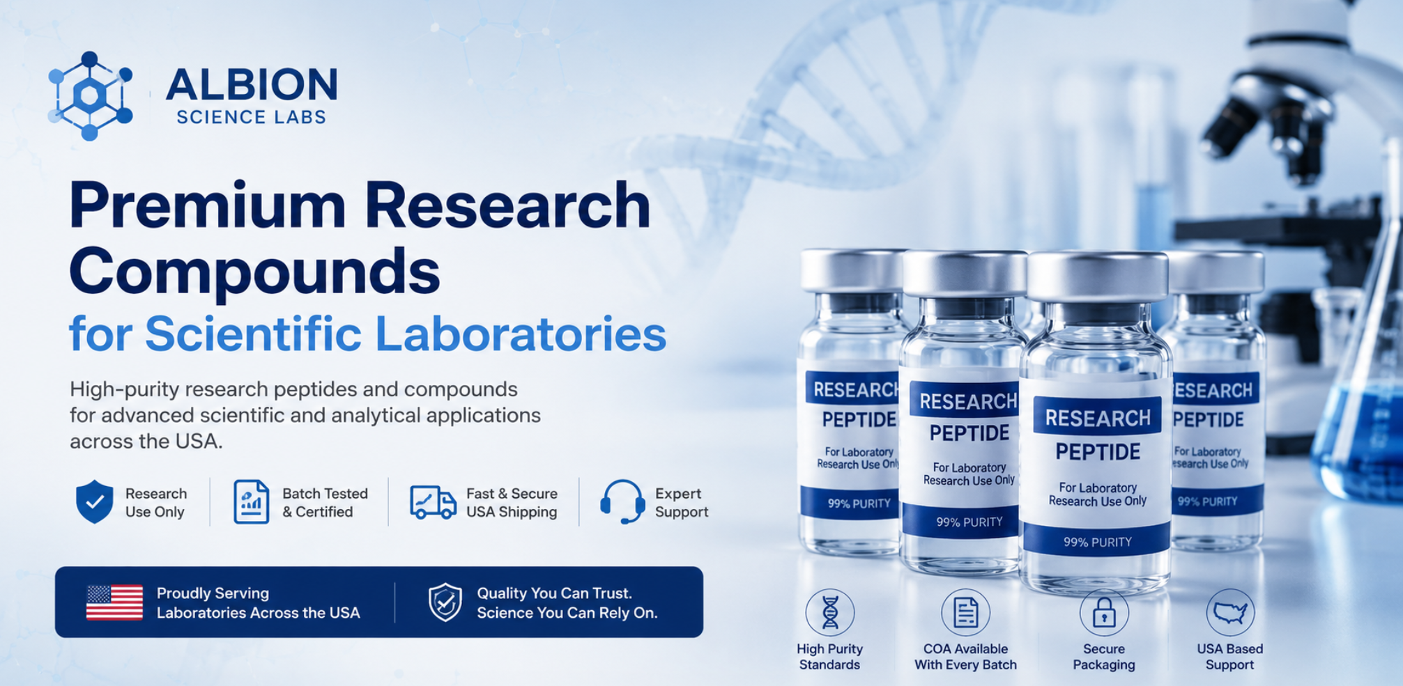 Albion Science Labs premium research compounds for scientific laboratories